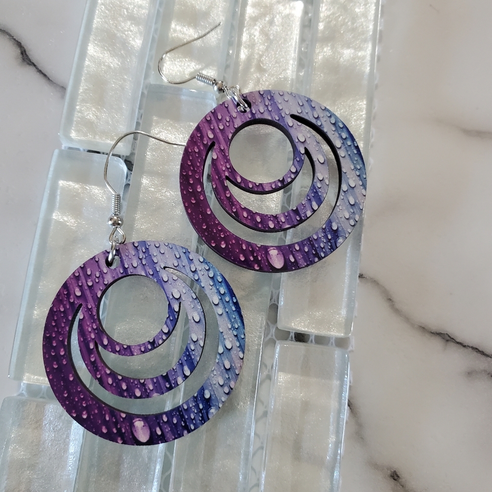 Rain Drop Round Dangle Earrings